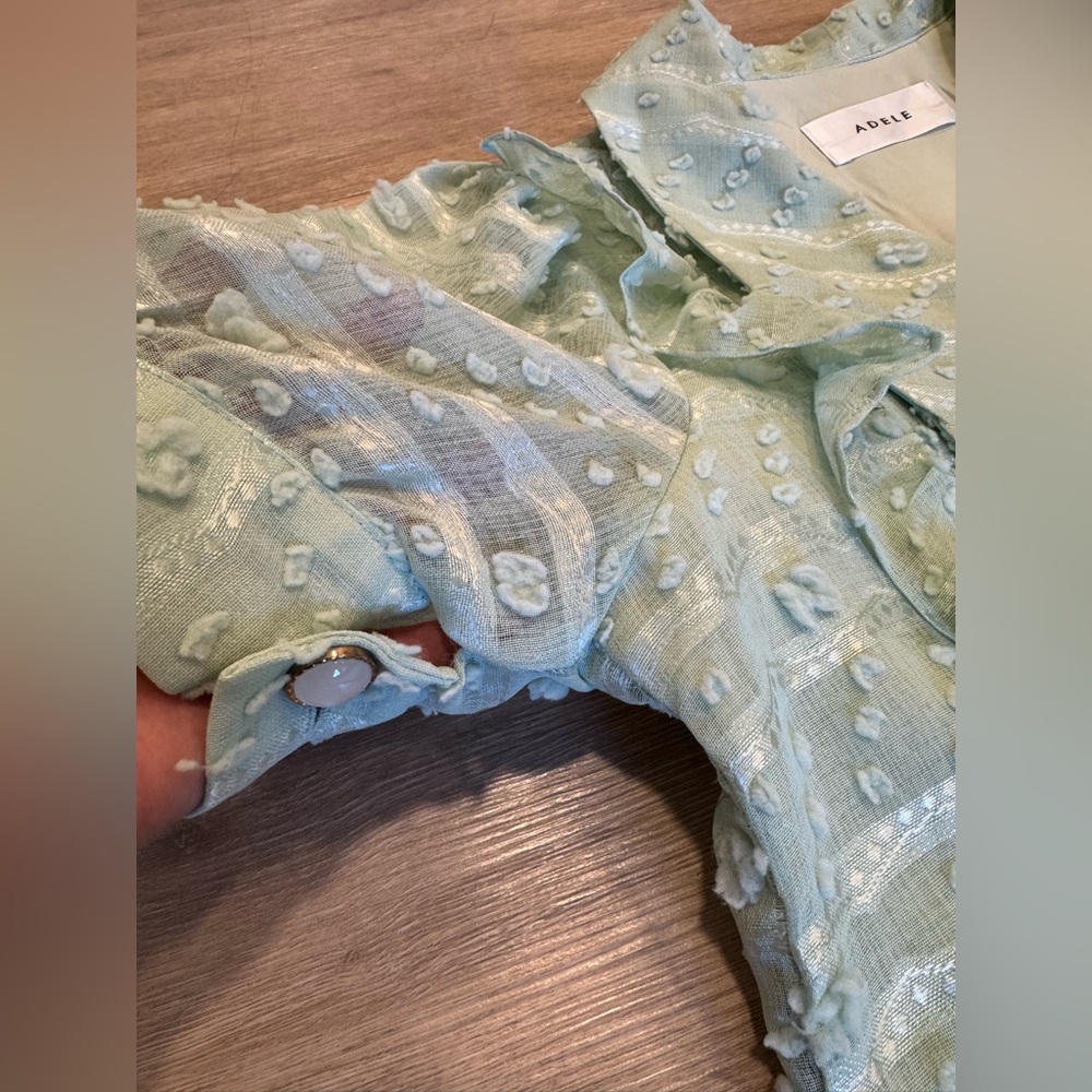 Adele Light Green Ruffled Button-Front Women's Dr… - image 4